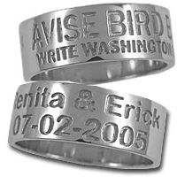 Duck Band Ring 8 MM Sterling Silver Name and Date 